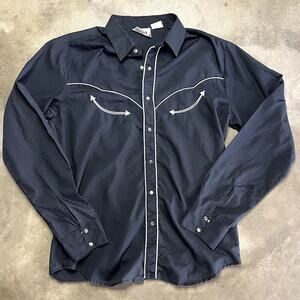 MadMan Western Button Down Shirt Men's M Black Vintage Cowboy